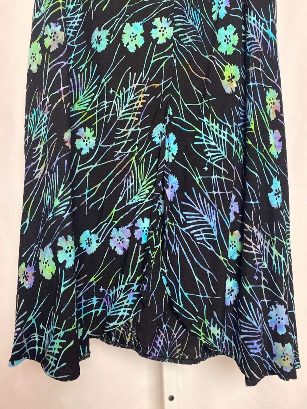 Indie Vibrant  Black | Blue Strapless Split Front Floral Midi Summer Dress S/M - Picture 5 of 7